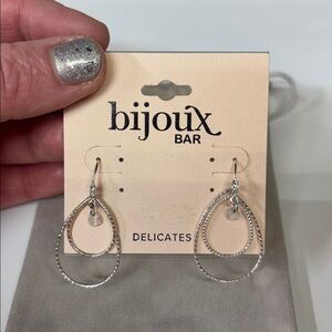 LC Lauren Conrad Silver Layered Hoop Dangle Earrings